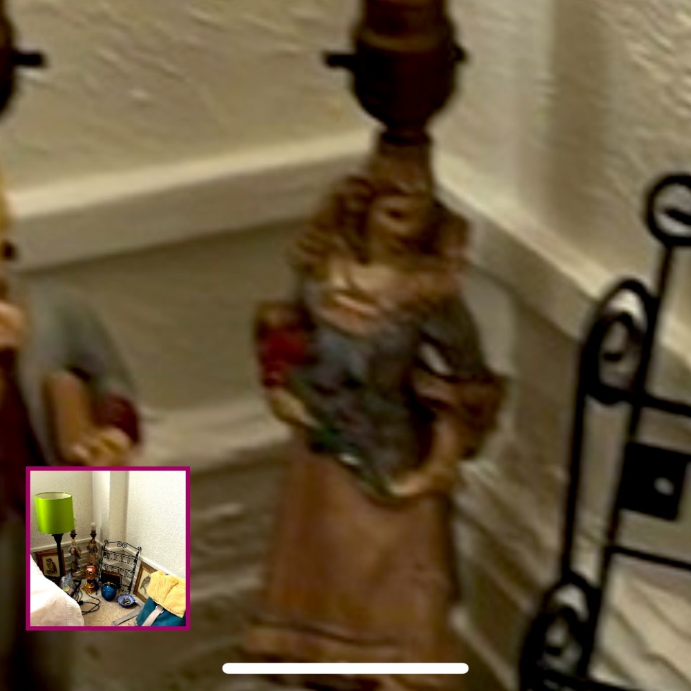 Closer look at antique pair doll lamps